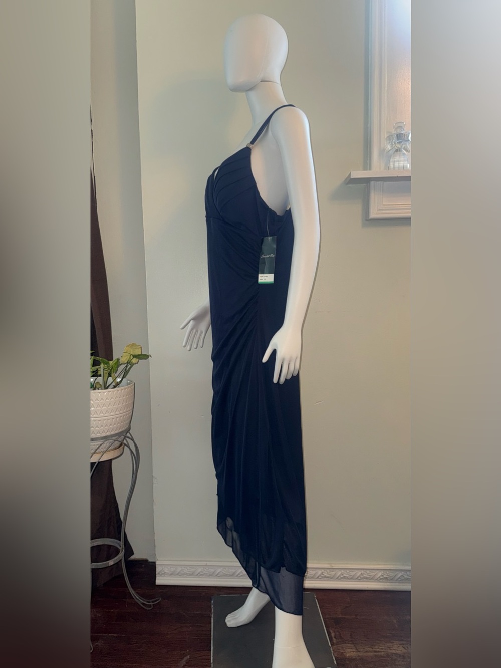 Scarlett Nite Deep Navy High-Low Spaghetti Strap Dress - Picture 3 of 10